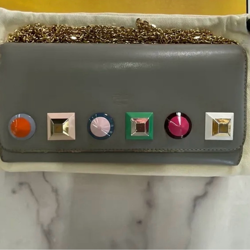 Fendi Gray and Orange Wallet on chain